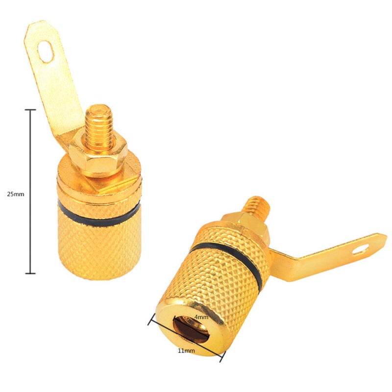 RuiLing 4-Pack 4mm Banana Jack Binding Post Gold Plated Female Socket Plug Terminal Connector for Loudspeaker Amplifier (2pcs Red and 2pcs Black Rubber Ring) - Image 4